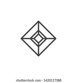 Square gemstone line icon. Diamond linear style sign for mobile concept and web design. Precious stone, gem outline vector icon. Symbol, logo illustration. Vector graphics