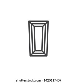 Square gemstone line icon. Precious stone, gem linear style sign for mobile concept and web design. Rectangular diamond outline vector icon. Symbol, logo illustration. Vector graphics