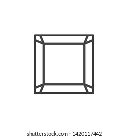 Square gemstone line icon. Precious stone, gem linear style sign for mobile concept and web design. Diamond, brilliant outline vector icon. Symbol, logo illustration. Vector graphics