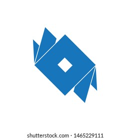 square geometric 3d paper shape symbol logo vector