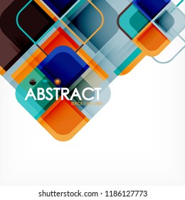 Square geometric abstract background, paper art design for cover design, book template, poster, cd cover illustration, flyer, website background