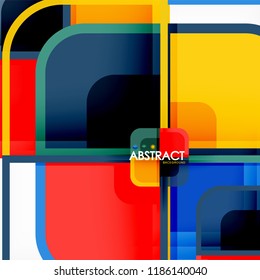 Square geometric abstract background, paper art design for cover design, book template, poster, cd cover illustration, flyer, website background