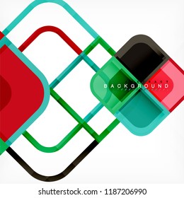 Square geometric abstract background, paper art design for cover design, book template, poster, cd cover illustration, flyer, website background