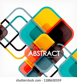 Square geometric abstract background, paper art design for cover design, book template, poster, cd cover illustration, flyer, website background
