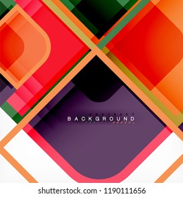 Square geometric abstract background, paper art design for cover design, book template, poster, cd cover illustration, flyer, website background