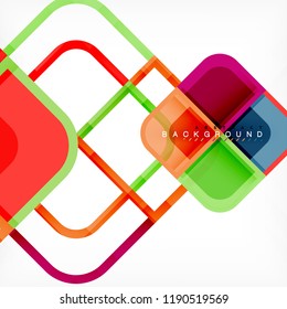 Square geometric abstract background, paper art design for cover design, book template, poster, cd cover illustration, flyer, website background