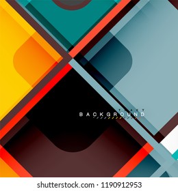 Square geometric abstract background, paper art design for cover design, book template, poster, cd cover illustration, flyer, website background