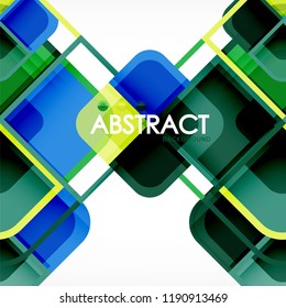 Square geometric abstract background, paper art design for cover design, book template, poster, cd cover illustration, flyer, website background