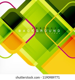 Square geometric abstract background, paper art design for cover design, book template, poster, cd cover illustration, flyer, website background