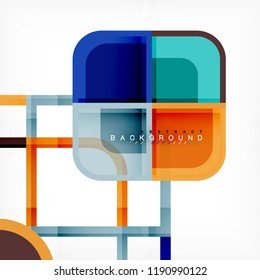 Square geometric abstract background, paper art design for cover design, book template, poster, cd cover illustration, flyer, website background