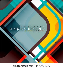 Square geometric abstract background, paper art design for cover design, book template, poster, cd cover illustration, flyer, website background