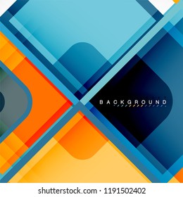 Square geometric abstract background, paper art design for cover design, book template, poster, cd cover illustration, flyer, website background