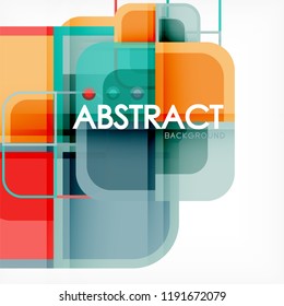 Square geometric abstract background, paper art design for cover design, book template, poster, cd cover illustration, flyer, website background
