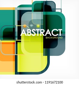 Square geometric abstract background, paper art design for cover design, book template, poster, cd cover illustration, flyer, website background