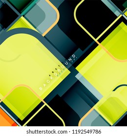 Square geometric abstract background, paper art design for cover design, book template, poster, cd cover illustration, flyer, website background