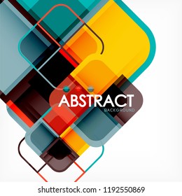 Square geometric abstract background, paper art design for cover design, book template, poster, cd cover illustration, flyer, website background