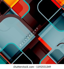 Square geometric abstract background, paper art design for cover design, book template, poster, cd cover illustration, flyer, website background