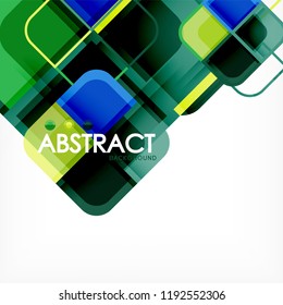 Square geometric abstract background, paper art design for cover design, book template, poster, cd cover illustration, flyer, website background