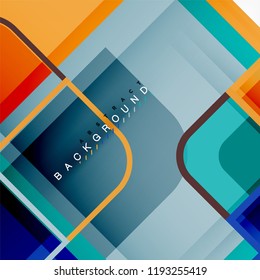 Square geometric abstract background, paper art design for cover design, book template, poster, cd cover illustration, flyer, website background