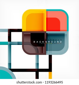 Square geometric abstract background, paper art design for cover design, book template, poster, cd cover illustration, flyer, website background