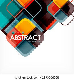 Square geometric abstract background, paper art design for cover design, book template, poster, cd cover illustration, flyer, website background