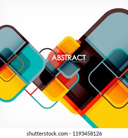Square geometric abstract background, paper art design for cover design, book template, poster, cd cover illustration, flyer, website background