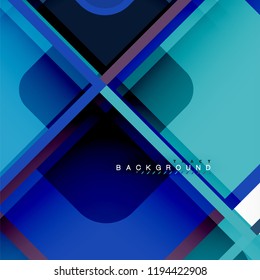 Square geometric abstract background, paper art design for cover design, book template, poster, cd cover illustration, flyer, website background