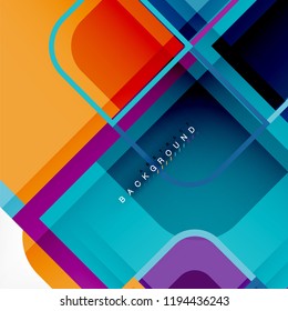 Square geometric abstract background, paper art design for cover design, book template, poster, cd cover illustration, flyer, website background