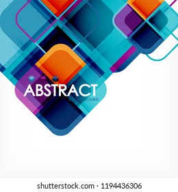 Square geometric abstract background, paper art design for cover design, book template, poster, cd cover illustration, flyer, website background