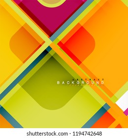 Square geometric abstract background, paper art design for cover design, book template, poster, cd cover illustration, flyer, website background