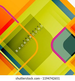 Square geometric abstract background, paper art design for cover design, book template, poster, cd cover illustration, flyer, website background