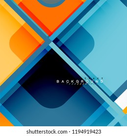 Square geometric abstract background, paper art design for cover design, book template, poster, cd cover illustration, flyer, website background