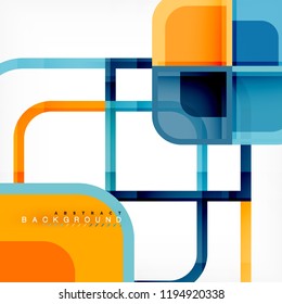 Square geometric abstract background, paper art design for cover design, book template, poster, cd cover illustration, flyer, website background