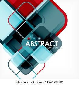 Square geometric abstract background, paper art design for cover design, book template, poster, cd cover illustration, flyer, website background