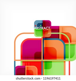 Square geometric abstract background, paper art design for cover design, book template, poster, cd cover illustration, flyer, website background