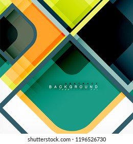 Square geometric abstract background, paper art design for cover design, book template, poster, cd cover illustration, flyer, website background