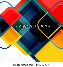 Square geometric abstract background, paper art design for cover design, book template, poster, cd cover illustration, flyer, website background