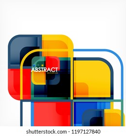 Square geometric abstract background, paper art design for cover design, book template, poster, cd cover illustration, flyer, website background