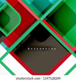 Square geometric abstract background, paper art design for cover design, book template, poster, cd cover illustration, flyer, website background