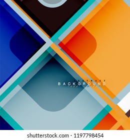 Square geometric abstract background, paper art design for cover design, book template, poster, cd cover illustration, flyer, website background
