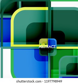 quadratischer, geometrischer abstrakter Hintergrund, Design der Papierkunst für das Cover-Design, Buchvorlage, Poster, CD-Titelgrafik, Flyer, Website-Hintergrund