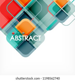 Square geometric abstract background, paper art design for cover design, book template, poster, cd cover illustration, flyer, website background