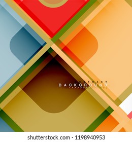 Square geometric abstract background, paper art design for cover design, book template, poster, cd cover illustration, flyer, website background