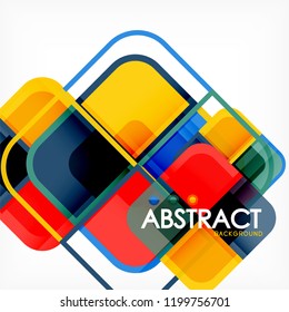 Square geometric abstract background, paper art design for cover design, book template, poster, cd cover illustration, flyer, website background