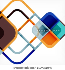 Square geometric abstract background, paper art design for cover design, book template, poster, cd cover illustration, flyer, website background