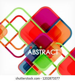 Square geometric abstract background, paper art design for cover design, book template, poster, cd cover illustration, flyer, website background