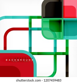 Square geometric abstract background, paper art design for cover design, book template, poster, cd cover illustration, flyer, website background