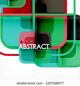 Square geometric abstract background, paper art design for cover design, book template, poster, cd cover illustration, flyer, website background