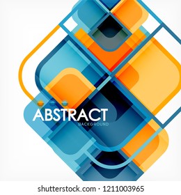 Square geometric abstract background, paper art design for cover design, book template, poster, cd cover illustration, flyer, website background