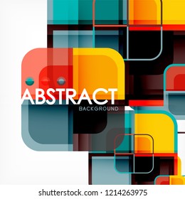 Square geometric abstract background, paper art design for cover design, book template, poster, cd cover illustration, flyer, website background